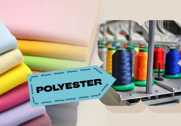 Des rouleaux de fil de fibre synthétique polyester de différentes couleurs, prêts à être utilisés dans l'industrie textile.